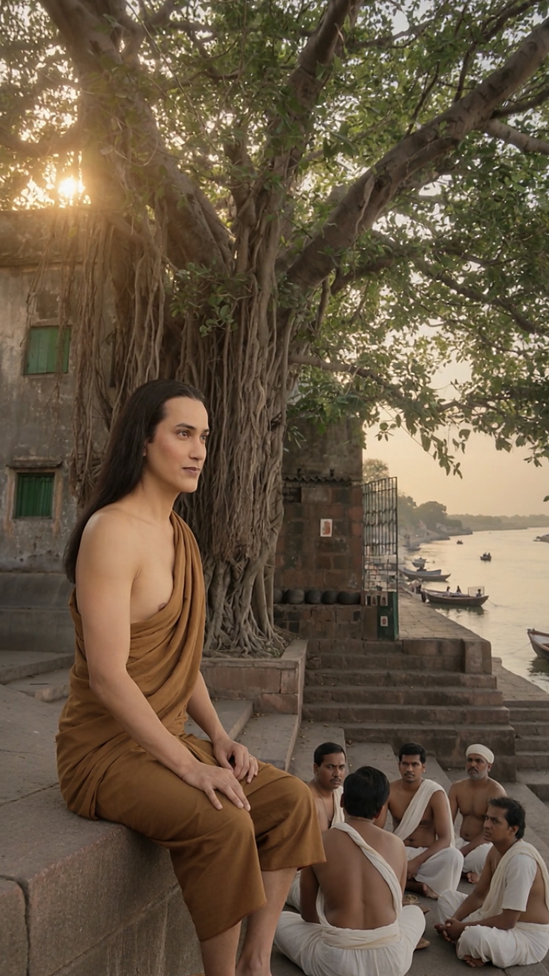 Babaji beneath the tree by the Ganges