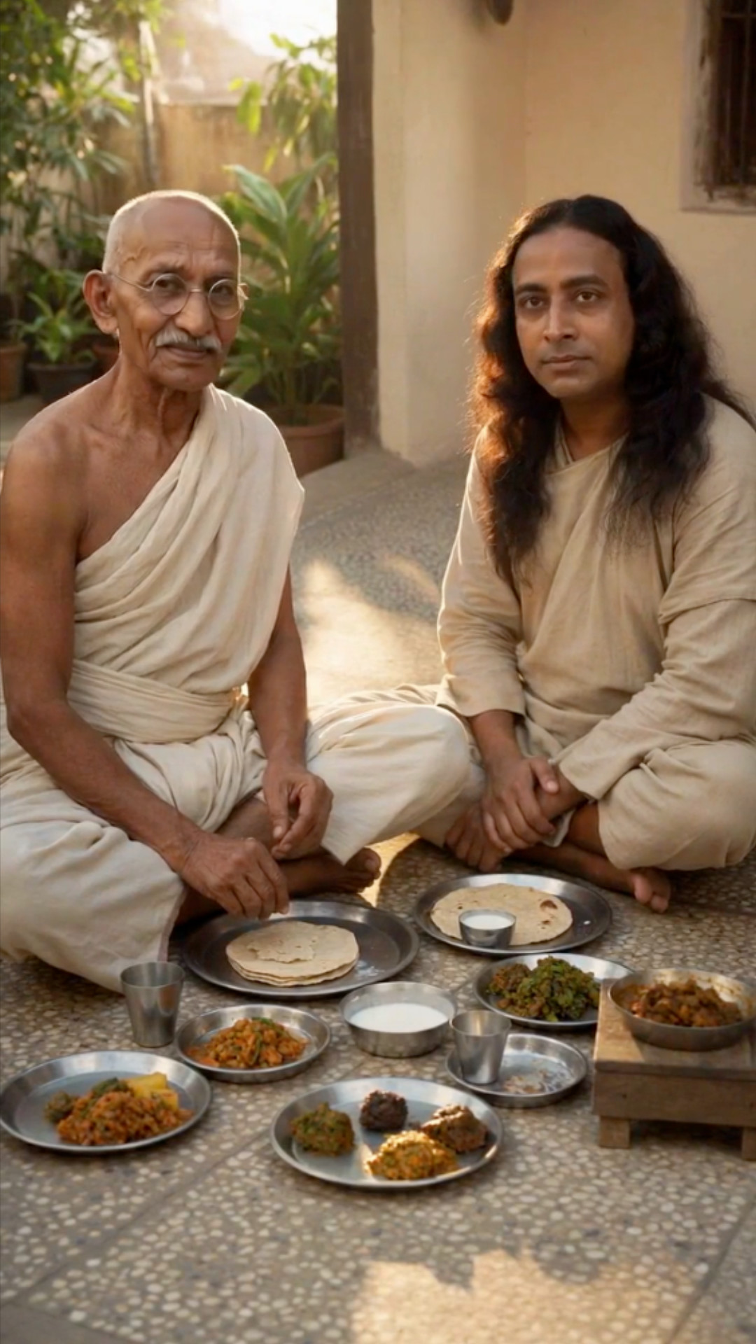 With the Mahatma at the Wardha ashram