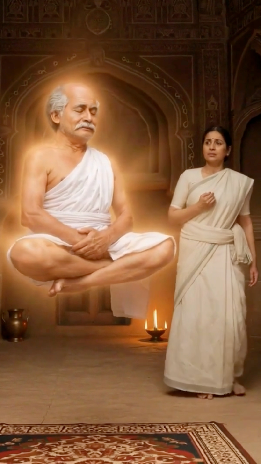 Kashi Moni discovers Lahiri Mahasaya levitating